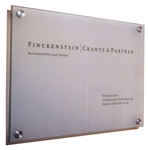 Frosted glass sign