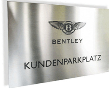 Engraved sign made of V2A