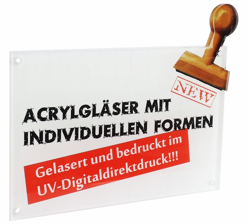 Acrylglasschild mit Sonderform